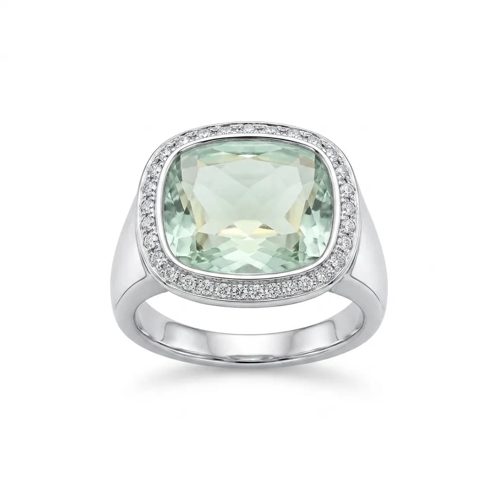 Blue Quartz & Cubic Zirconia Ring in Sterling Silver
