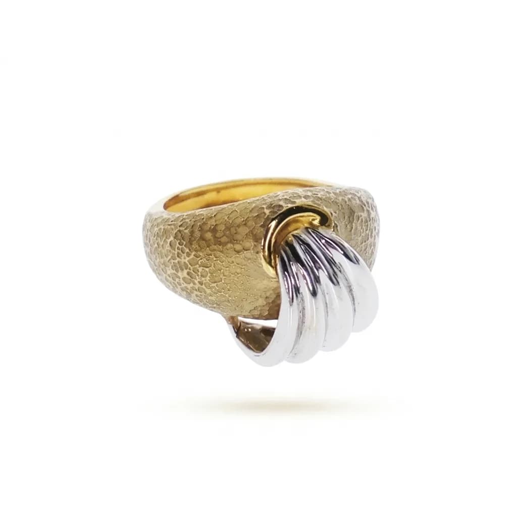 Hammered Two-Tone Gold Ring
