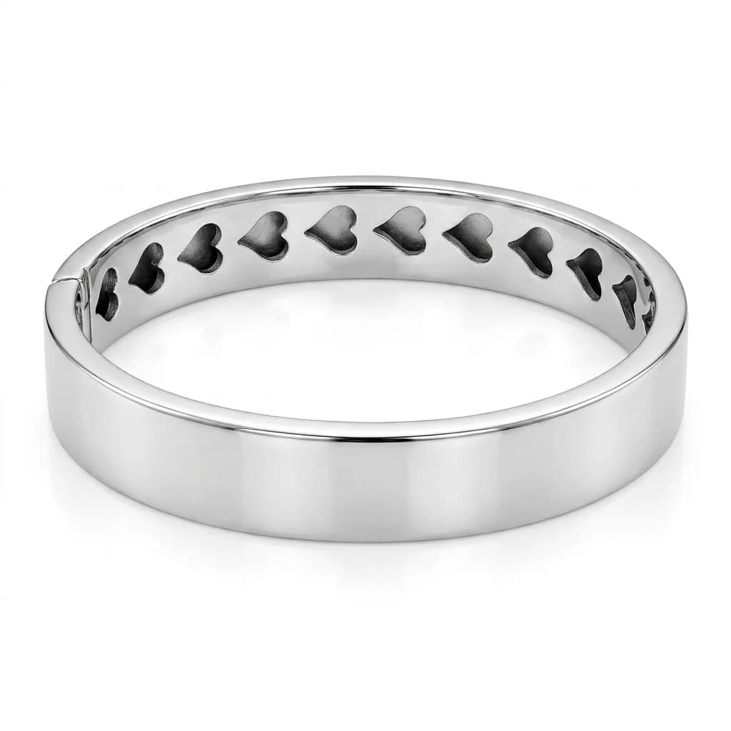 Heart-Cutout White Gold Bangle