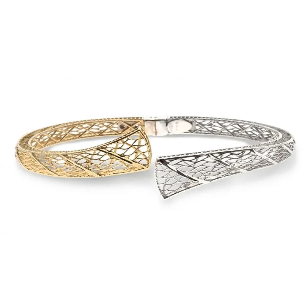 Two-Tone Gold Bangle with Diamonds