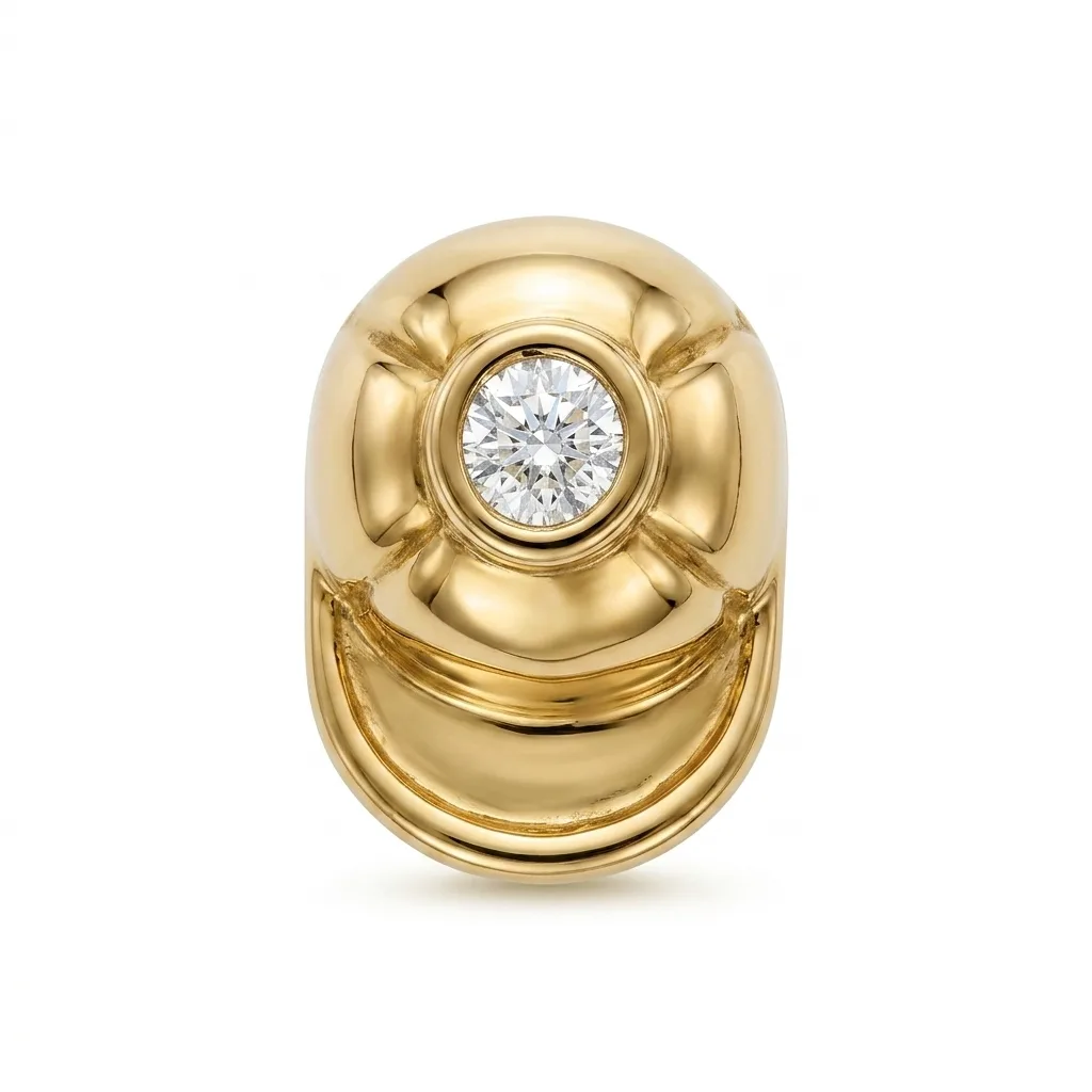 Elegant Brooch in 18k Yellow Gold with Fine Gemstones