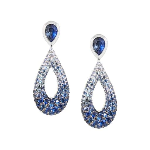 Sapphire & Diamond Earrings in 18k White Gold