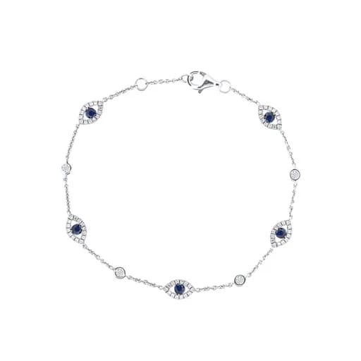 Sapphire & Diamond Bracelet in 18k White Gold