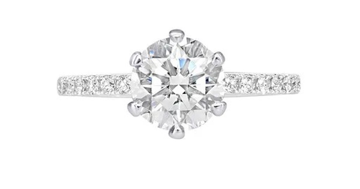 Handcrafted diamond engagement ring with pavé band photographed for Scagnetti Fine Jewellers Perth